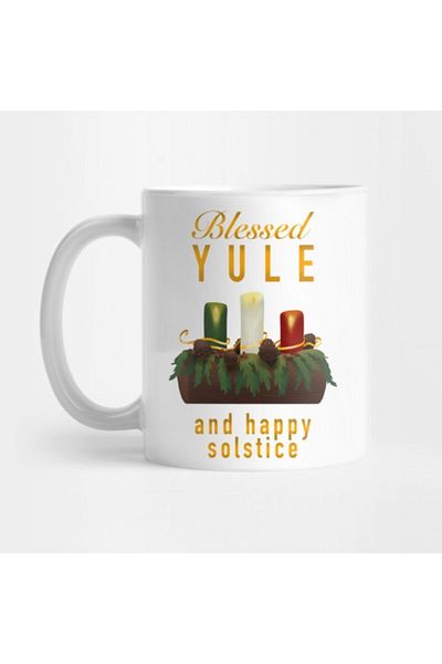 TatFast Blessed Yule and Happy Solstice Mug, Gift, Dowry, Presentation Holder