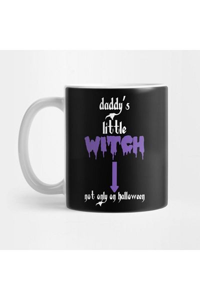 TatFast كوب Halloween Creepy Daddy's Little Witch Saying - هدية ومهر وعرض
