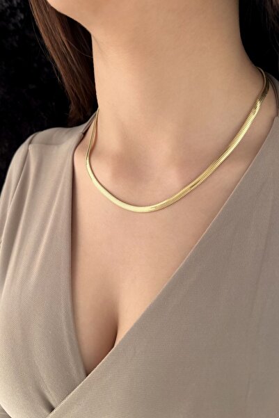 Fiyonk Kuyumculuk 14 Ayar Altın Italyan Balıksırtı Kalın Zincir Kolye