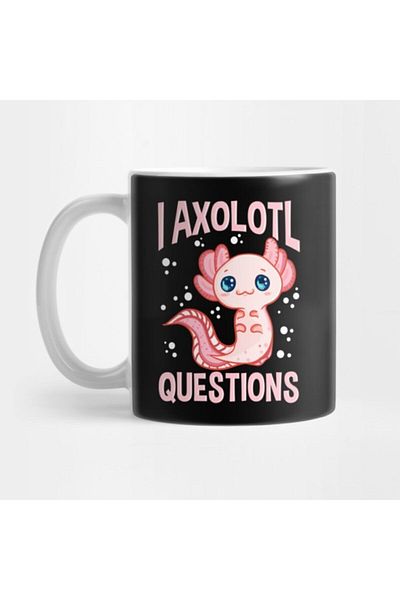 TatFast Cute & Funny I Axolotl Questions Walking Fish Pun Mug, Gift, Dowry, Presentation