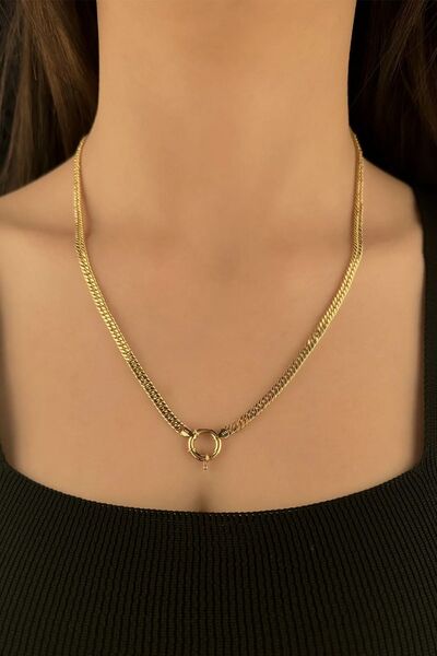 Fiyonk Kuyumculuk 14 Ayar Altın Omega Kilit Detaylı Sık Gurmet Zincir Kolye 4 mm – Güçlü ve Zamansız Bir Dokunuş