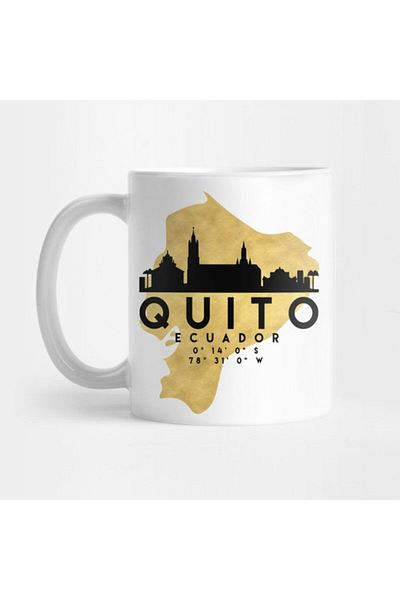 TatFast Quito Ecuador Skyline Map Art Mug, Gift, Dowry, Presentation Holder