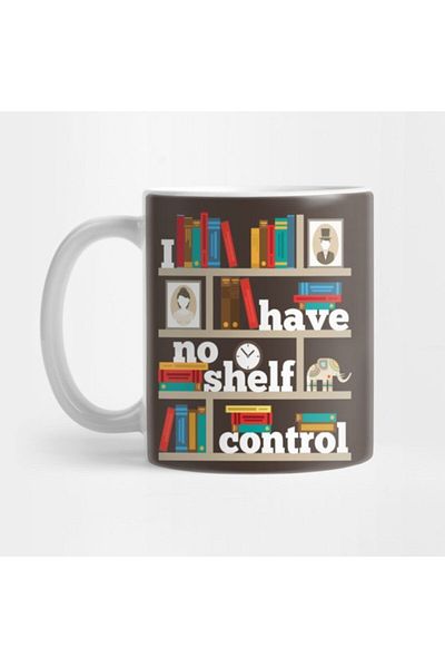 TatFast Funny No Self Shelf Control Reading Books Bookworm Book Pun Mug