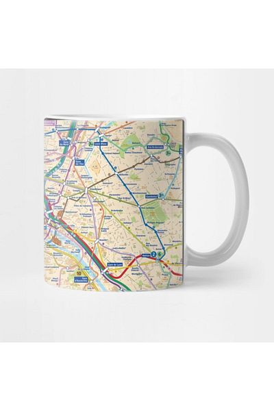 TatFast Paris Subway Map (with Streets) - France Mug, Gift, Dowry, Presentation Holder