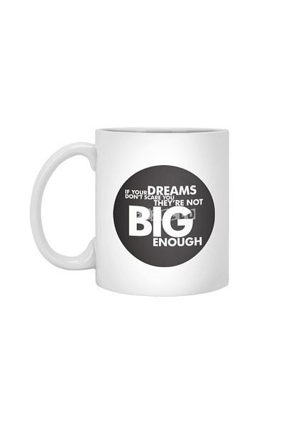 Fizello Dreams Quote - كوب أبيض بتصميم دائري، هدية، مهر، حامل عرض