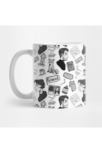 TatFast Fleabag Patterned Black and White Mug - Gift, Dowry, Presentation Coffee Cup
