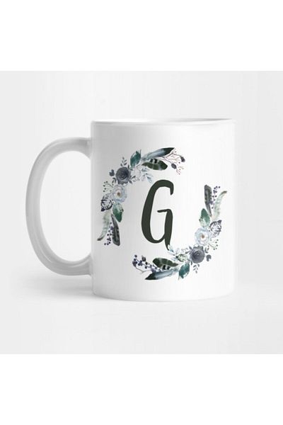 TatFast كوب G Dark Bohemian Floral Monogram - هدية ومهر للعرض