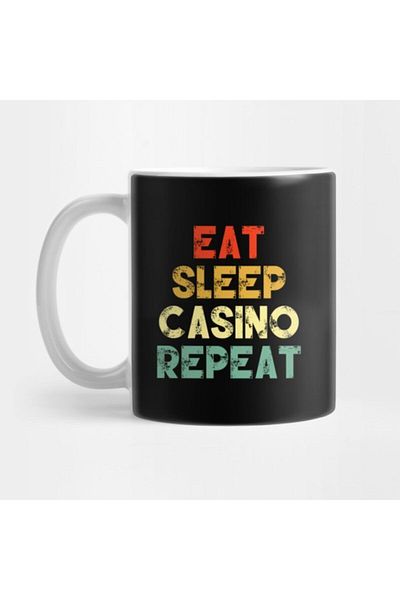 TatFast Eat Sleep Casino Repeat Cup, Gift, Dowry, Presentation