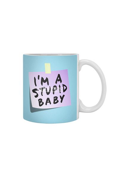 Fizello كوب أبيض للأطفال من I'm A Stupid Baby، هدية، مهر، هدية