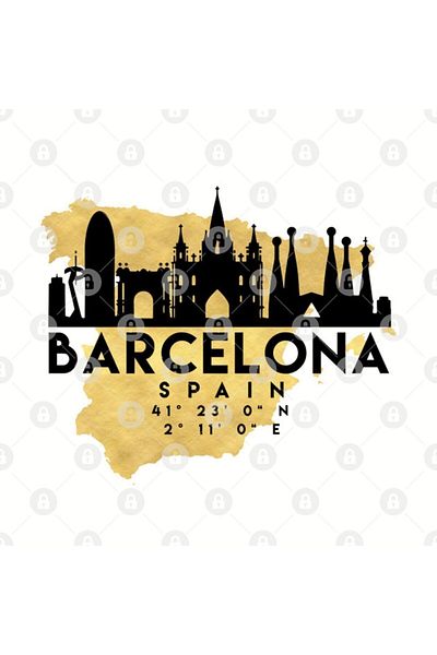 TatFast Barcelona Spain Skyline Map Art Trophy, Gift, Dowry, Presentation Holder