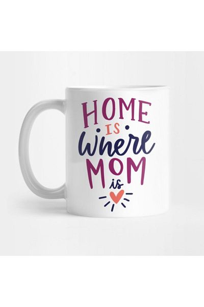 TatFast كوب بتصميم هدية يوم الأم من Home Is Where Mom Is Heart