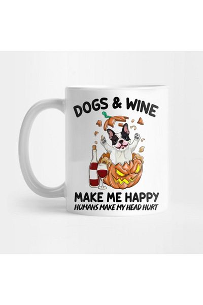 TatFast Dogs And Wine Make Me Happy Humans Make My Head Hurt Mug