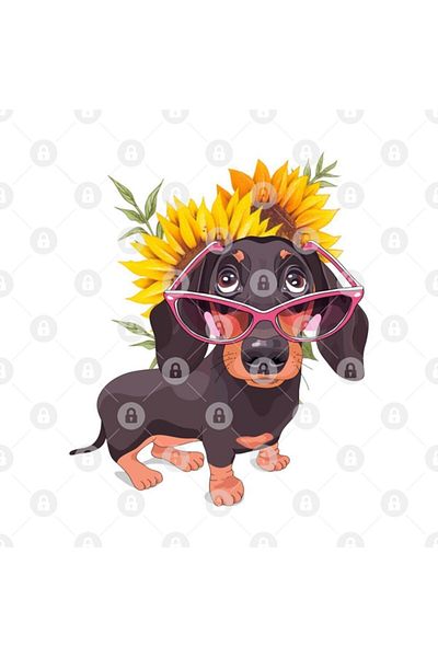 TatFast Dachshund Doxie - Sunflower Patterned Mug, Succulent Presentation and Gift Dowry