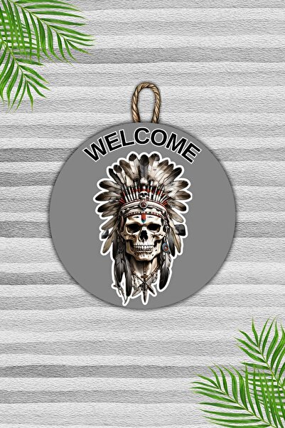 Dormot Home Modern Gray and Red Skin Skull Wooden Door Ornament - Outdoor Doo...