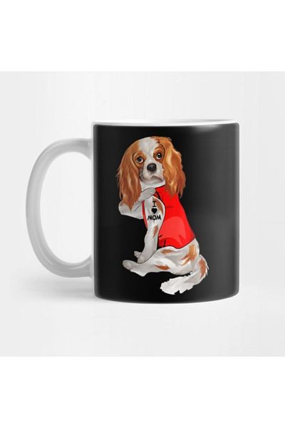 TatFast Funny Cavalier King Charles Spaniel Dog I Love Mom Tattoo Mug