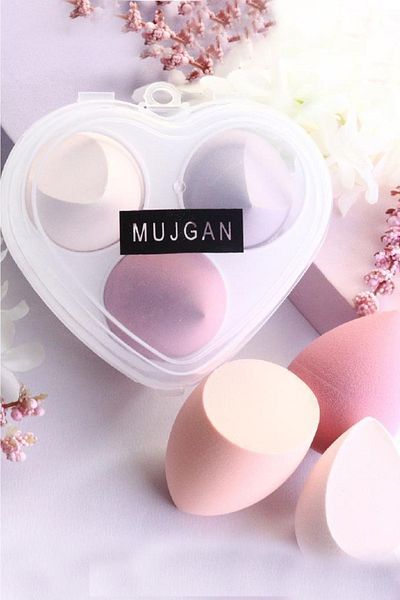 MUJGAN 3-Piece Sponge with Heart and Stand Purple