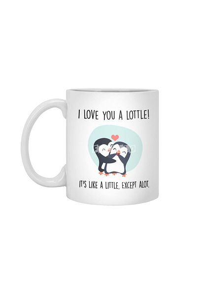 Fizello زوجان من البطريق - تصميم كوب أبيض "I Love You"