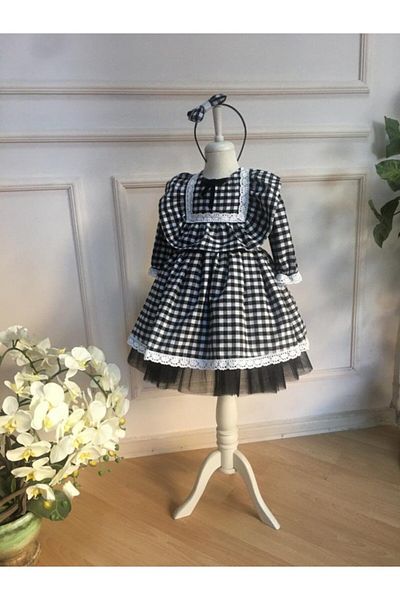 Astar Kostüm Rochie de fetiță în carouri neagră