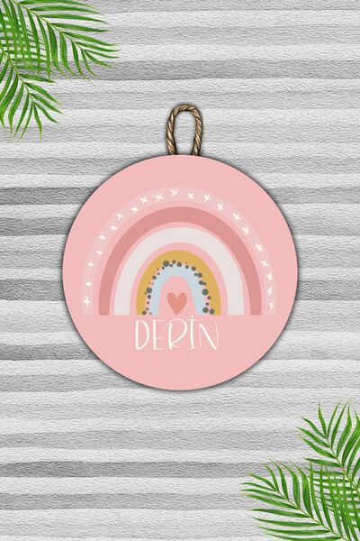 Dormot Home Ornament de perete pentru copii cu model curcubeu roz, personaliz...