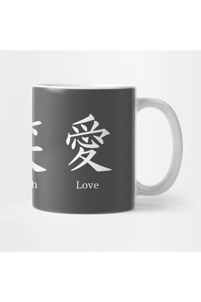 TatFast كوب Live, Laugh & Love Kanji، هدية، مهر، عرض