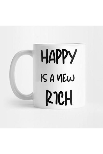 TatFast كوب Happy Is A New Rich، هدية، مهر، عرض