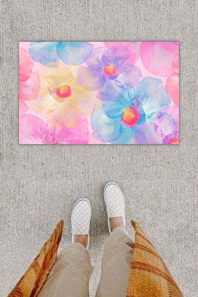 Dormot Home Covoraș de ușă cu imprimare digitală decorativă cu flori marmorate