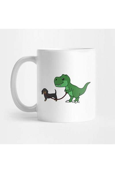TatFast كوب TRex Dinosaur Touch Dachsund - هدية، مهر، عرض