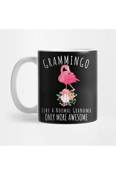 TatFast Womens Grammingo Like An Grandma Only Awesome Floral Flamingo Gift Mug