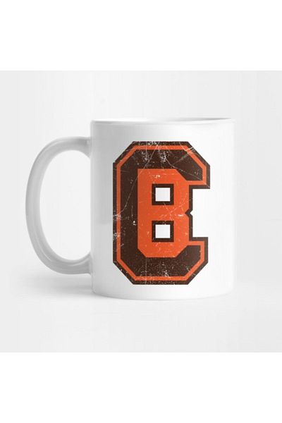 TatFast Cb Football Monogram - كوب أبيض، هدية، مهر، حامل عرض