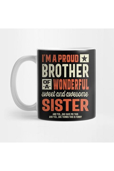TatFast I Am A Proud Brother Of An Awesome Sister - كوب، هدية، مهر، عرض تقديمي