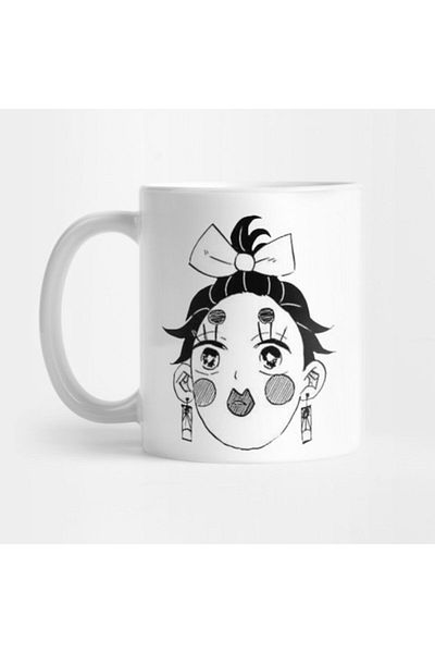 TatFast Kimetsu No Yaiba - ضفيرة فتاة Tanjiro مع كوب وجه مضحك، هدية وعرض