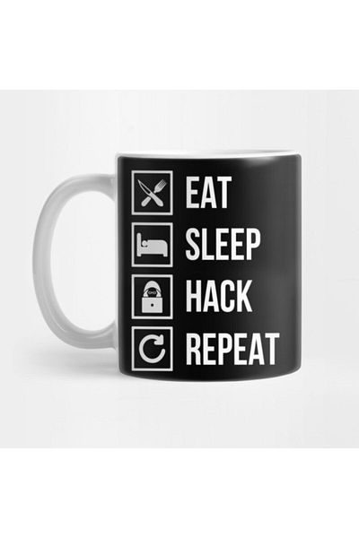 TatFast Eat Sleep Hack - حامل عرض رمز Hacker، كوب هدية ومهر