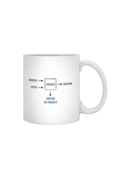 Fizello كوب باللون الأبيض من Engineering Sarcasm By-Product، هدية، مهر، حامل عرض