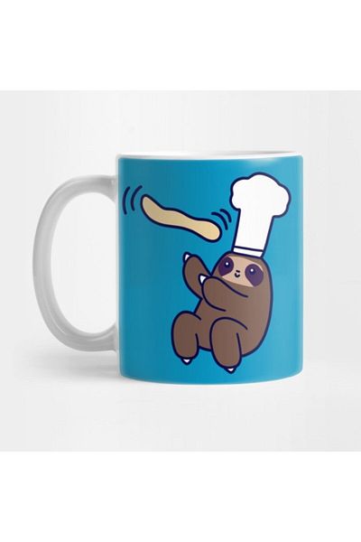 TatFast Baker Sloth Pizza Dough Mug, Gift, Dowry, Presentation