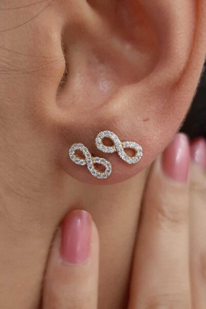 Fiyonk Kuyumculuk 14 Ayar Altın Taşlı Sonsuzluk Küpe