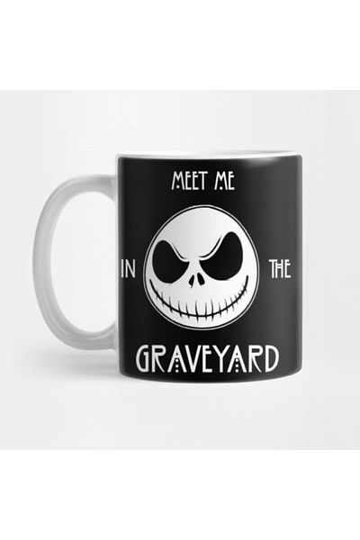 TatFast كوب هدية من Meet Me In The Graveyard Funny Jack Skellington Horror Spooky Gothic Grunge Halloween
