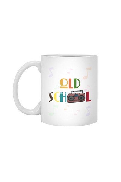 Fizello كوب أبيض من Old School Boombox، هدية، مهر، حامل عرض