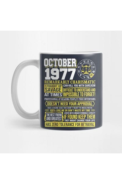 TatFast هدايا عيد ميلاد أكتوبر - كوب مضحك من Born October Libra 1977