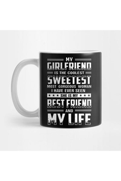 TatFast كوب تي شيرت My Girlfriend Is The Coolest Sweetest، هدية، مهر، عرض