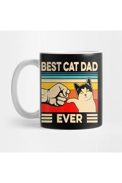 TatFast Best Cat Dad Ever Cat Dad Father Vintage Gift For Mens Mug