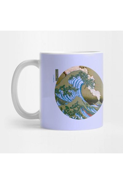TatFast Surreal Mug - Great Wave Off Kanagawa, Mount Fuji Eruption in the Background