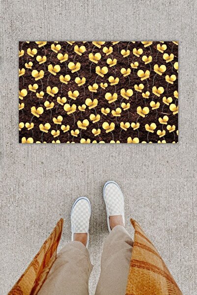 Dormot Home ممسحة مزخرفة بطباعة رقمية بنية متعددة الزهور