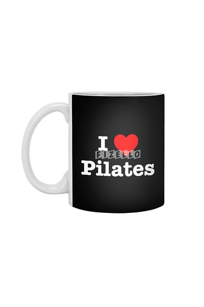 Fizello كوب I Heart Pilates باللون الأبيض، هدية، مهر، حامل عرض