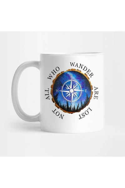 TatFast Not All Who Wander Are Lost Camping Life Starry Night Compass Mug