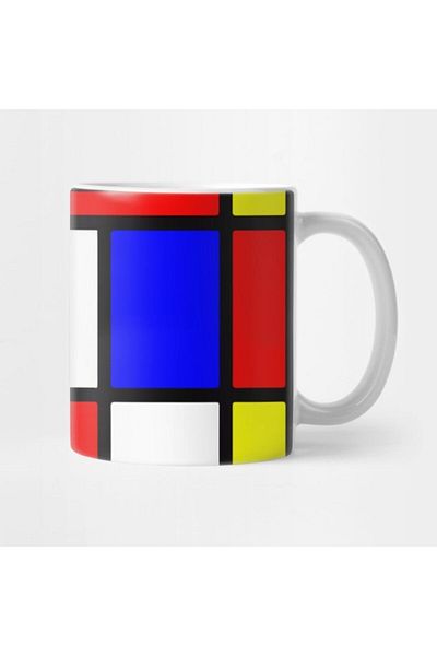 TatFast كوب Mondrian De Stijl Art، هدية، مهر، حامل عرض