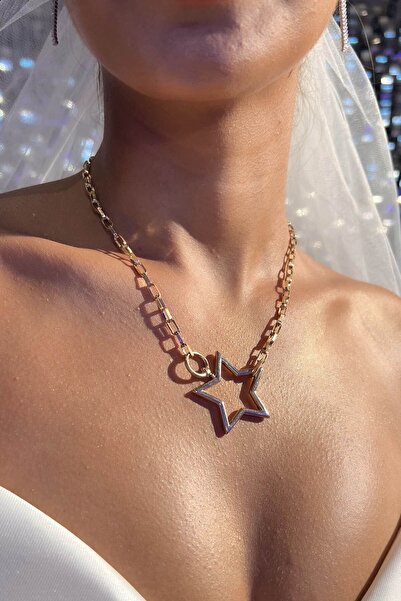 Fiyonk Kuyumculuk 14 Ayar Altın Asteria Işığı Kolye (DOYA DOYA MODA 7. HAFTA ÖDÜLÜ)