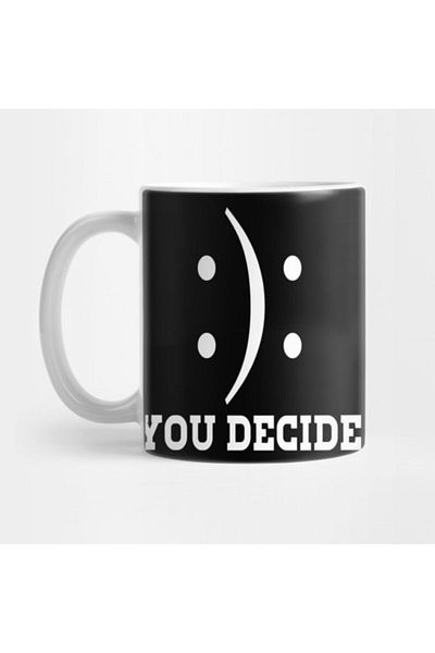 TatFast كوب منزلق بنمط جرافيك - هدية لتحديد المزاج من Happy or Sad Decide