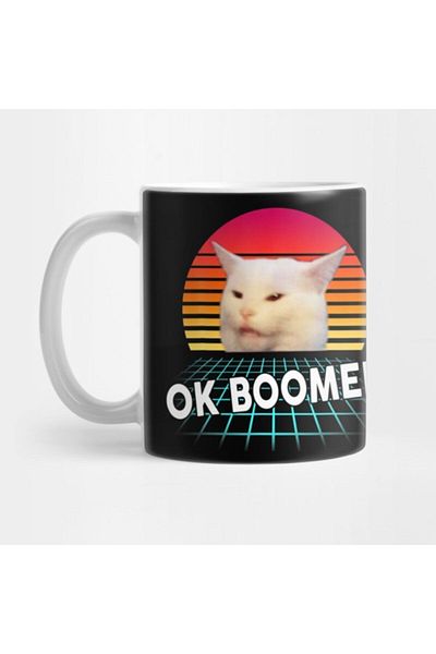TatFast Funny Ok Boomer Gifts Vintage Smudge Cat At Table Dinner Mug
