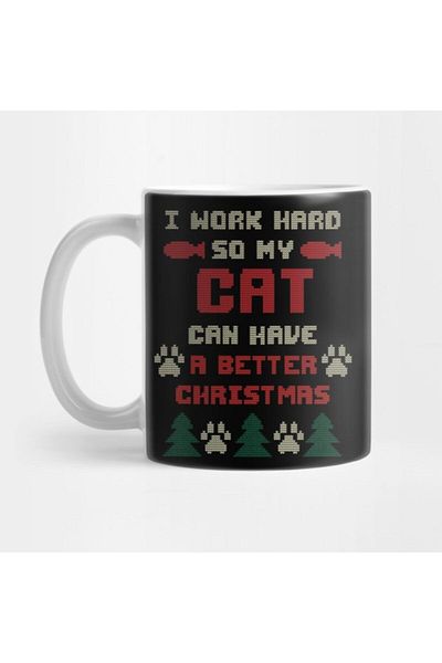 TatFast Ugly Christmas Sweater Cat Lover 1 Cat Christmas Gifts Mug