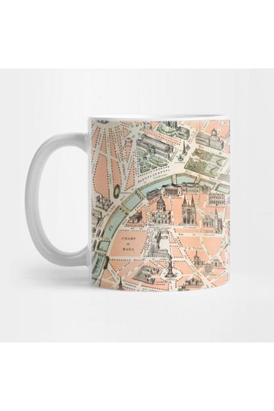 TatFast Vintage Paris Map Mug, Gift, Dowry, Presentation Holder